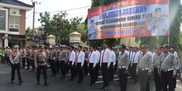 Polres Pamekasan Gelar Apel Pasukan “Operasi Keselamatan Semeru 2024 dan Pencanangan  Aksi Keselamatan Jalan”