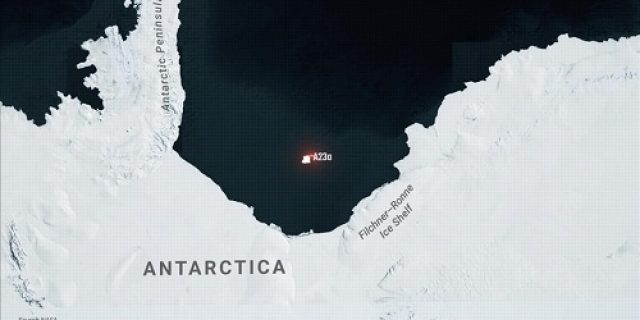 Gunung es yang terlihat dari luar angkasa membahayakan Pulau Georgia Selatan dan satwa liar