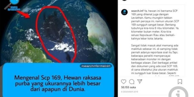 Diduga Hoax : Viral Foto Diduga Monster Purba Sepanjang 8.000 Km Tinggal di Samudra Atlantik