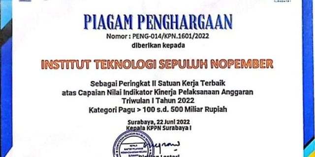 ITS Masuk Satuan Kerja Terbaik Dalam Pelaksanaan Anggaran