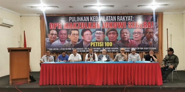 Petisi 100 Penegak Daulat Rakyat Menuntut DPR Segera Memakzulkan Presiden Jokowi