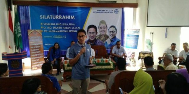 Didepan PW Muhammadiyah Semarang, Sandiaga Salahuddin Uno Janji Benahi BPJS