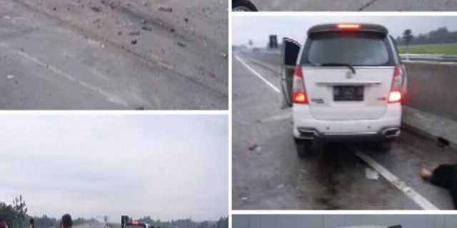 Satu keluarga menjadi korban di Tol Krapyak Caruban :  suami meninggal, istri dan anak terlempar keluar mobil