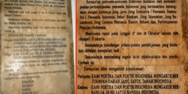 Ini Gambar dan Isi Teks Sumpah Pemuda Asli 28 Oktober 1928